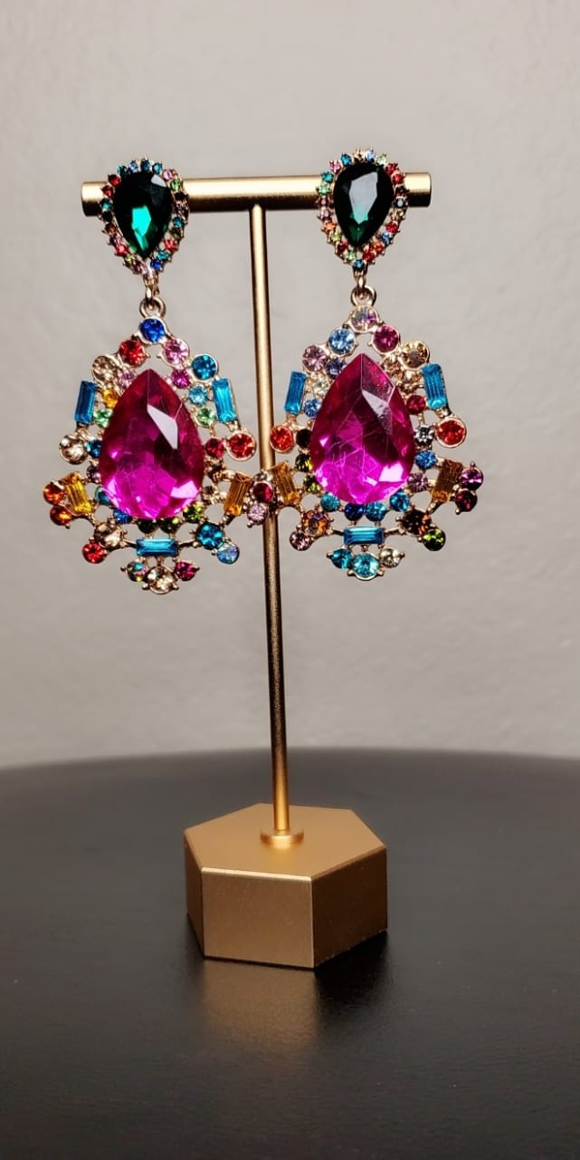 Multi color diamond earrings