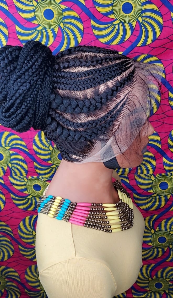 Full lace Custom Braided Wig Cornrows Ponytail