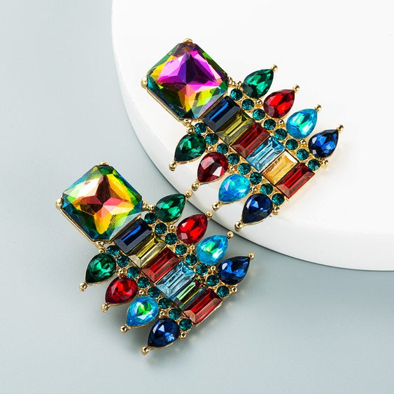 CLASSIC RHINESTONE DIAMOND GEOMETRIC EARRINGS