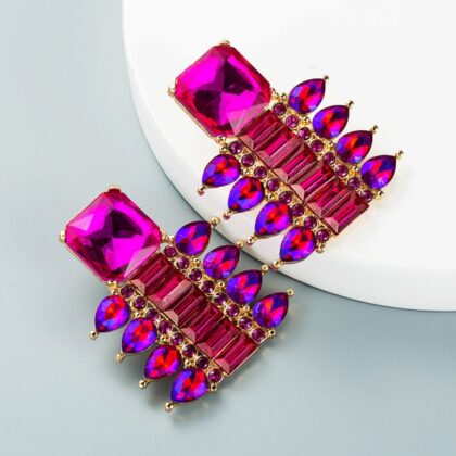CLASSIC RHINESTONE DIAMOND GEOMETRIC EARRINGS