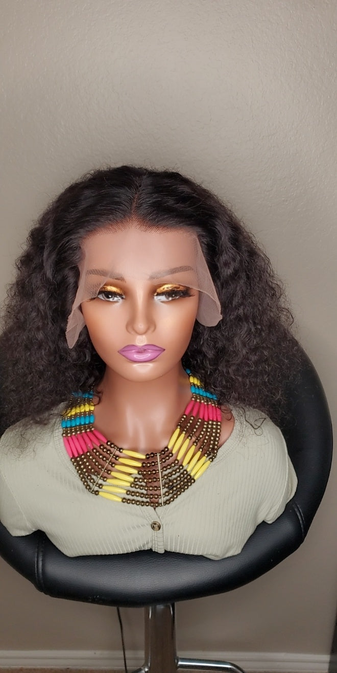 13x4 Curly 14 inch 100% human Hair Prebleached Knot