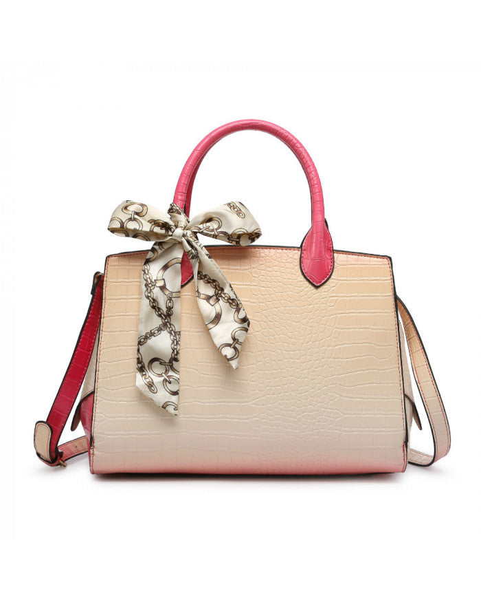 multicolored ombre color vegan embossed leather handbag