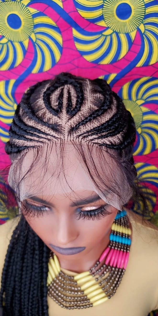Full lace Custom Braided Wig Cornrows Ponytail