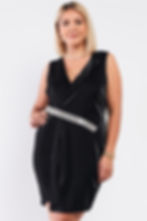 Beautiful Sexy Sleeveless V-neck Asymmetrical Wrap Rhinestones Detail Fitted Mini Blazer Dress