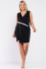 Beautiful Sexy Sleeveless V-neck Asymmetrical Wrap Rhinestones Detail Fitted Mini Blazer Dress