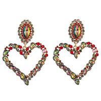 WILD LADIES ALLOY INLAID COLOR RHINESTONE PINEAPPLE EARRINGS